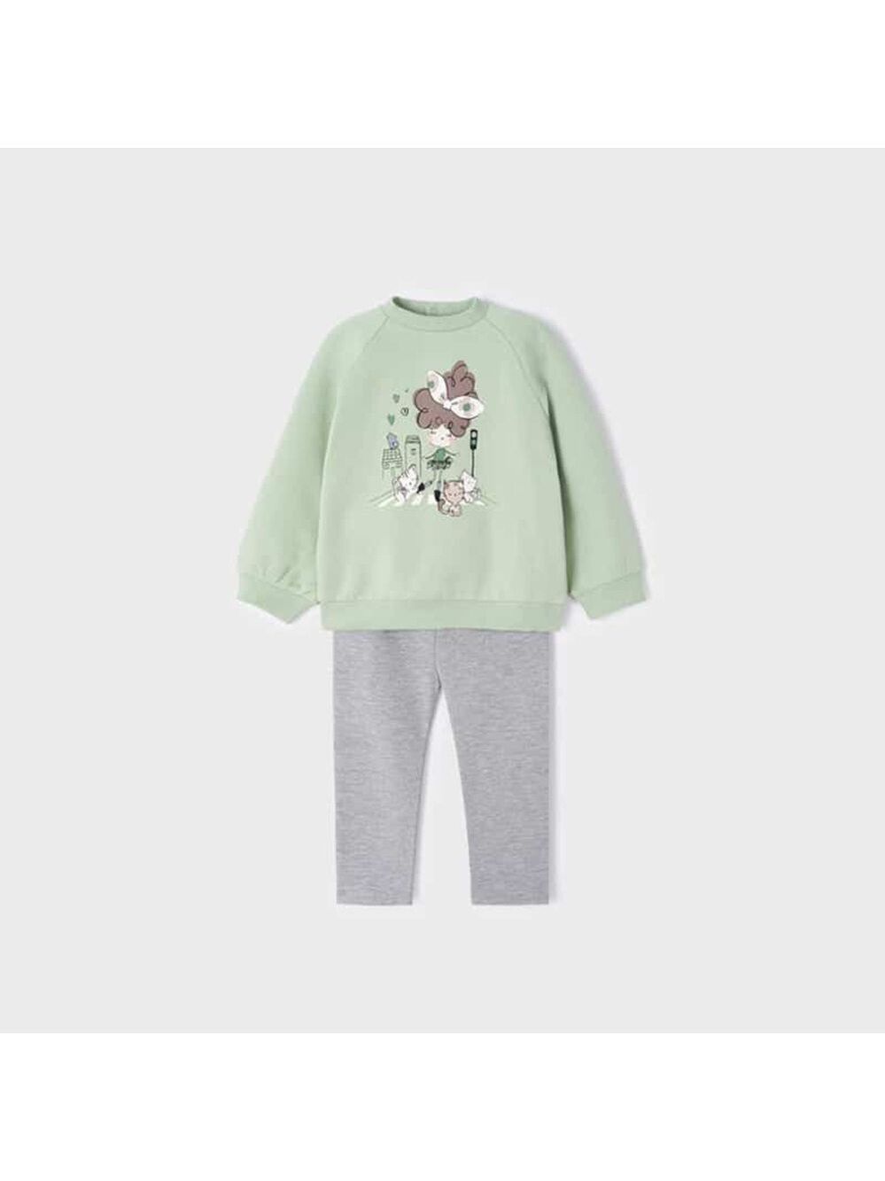 Size 18 months Mayoral Green Sweatshirt and Light Gray Leggings Matching Set